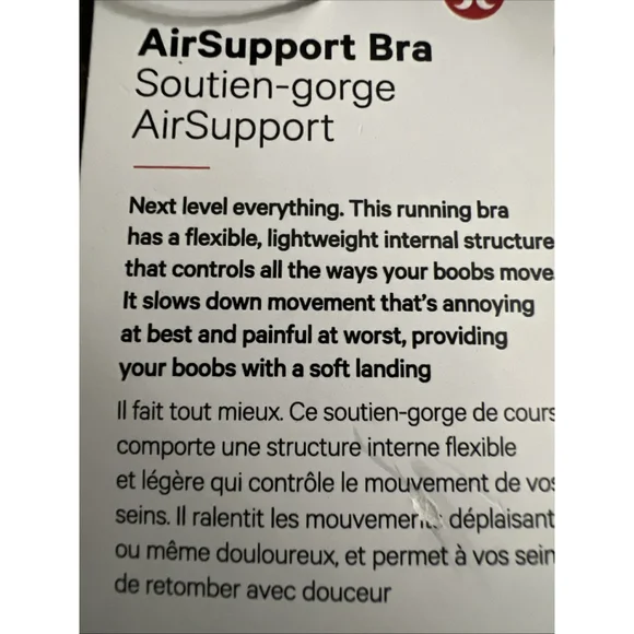 LULULEMON AIRSUPPORT BRA BLACK COLOR SIZE 34DD